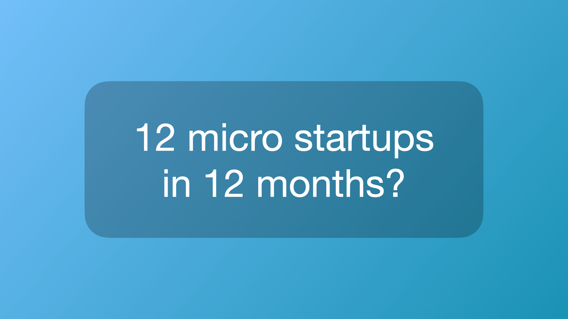 12 micro startups in 12 months?